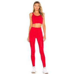 Like New Alo Yoga Scarlet & Scarlet Glossy High Waist Moto Leggings